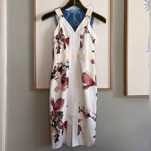 Ted Baker white floral midi body on dress Size 0